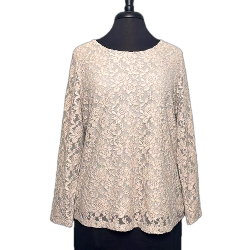 Chico’s Light Blush Floral Long Sleeve Women’s Top Size 3 (X-Large)